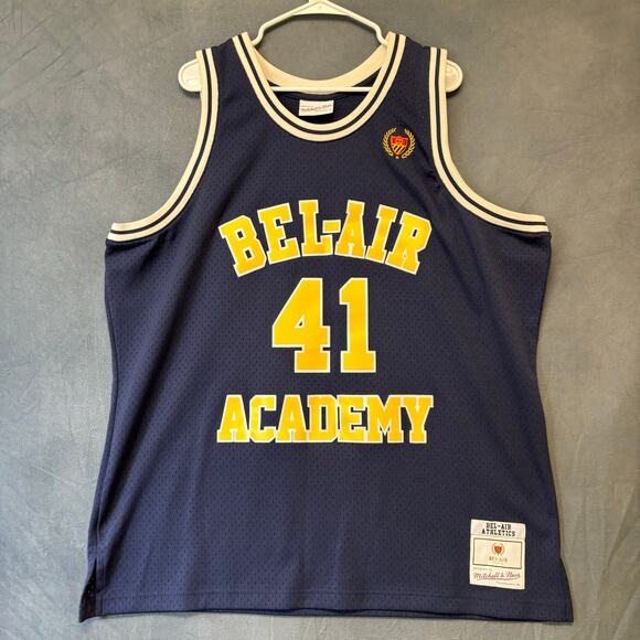 Mens Blue Bel-Air Jersey Mitchell & Ness Will Smith Mesh Basketball Fresh Prince - Picture 1 of 11